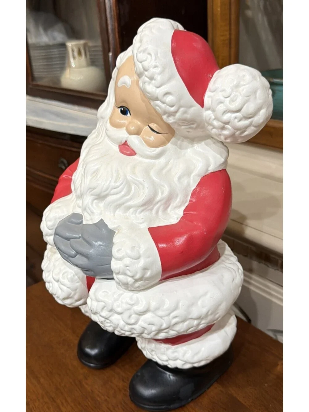 Vintage Ceramic Winking Santa Claus Figurine Atlantic Mold Large 16” MK Signed